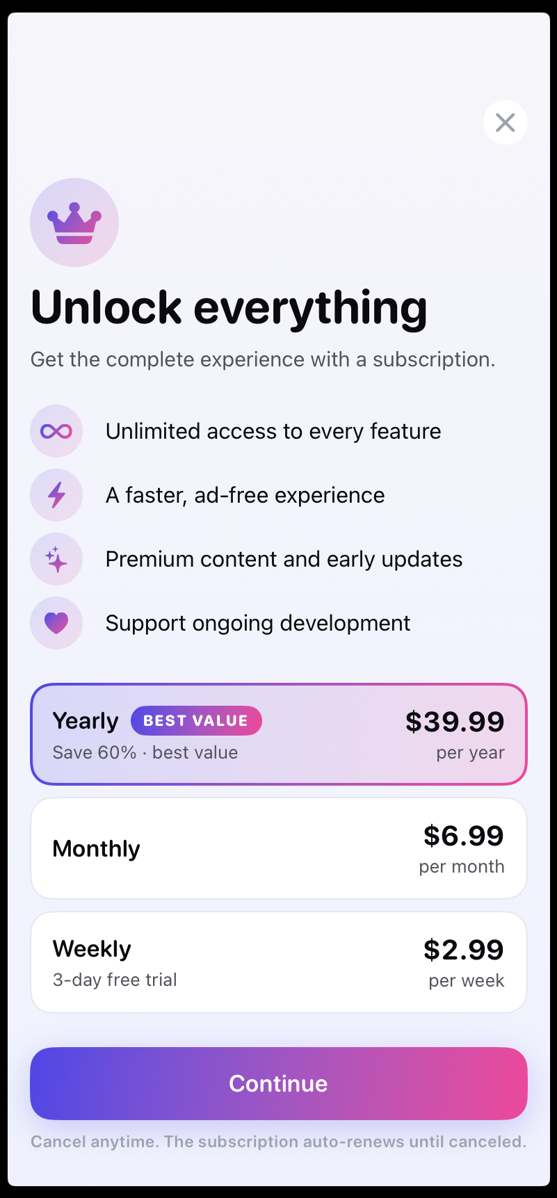 Day Plan — paywall / subscription
